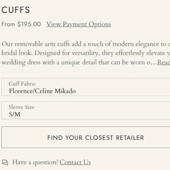 MWL Bridal Cuffs - Mikado fabric - Picture 3 of 3